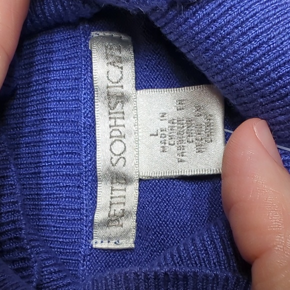 Petite Sophisticate Periwinkle Short Sleeve Turtleneck Blouse LARGE Silk Blend - Picture 7 of 10